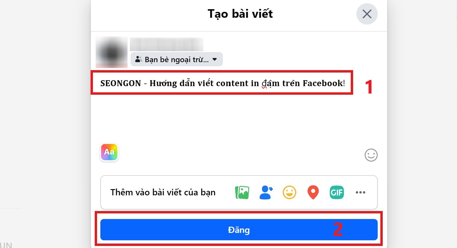 in đậm content facebook
