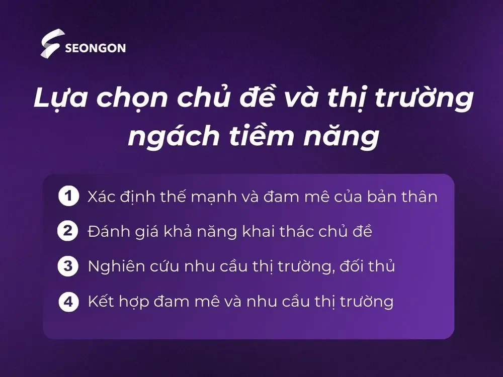 Lựa chọn chủ đề và thị trường ngách tiềm năng là bước thứ 2 trong cách tạo blog